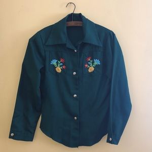 Forest 🌳 green Vintage Cowgirl shirt sz S